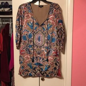 Shift dress with velvet detail